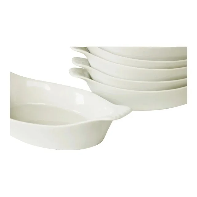 French White Porcelain Au Gratin Dishes S/7
