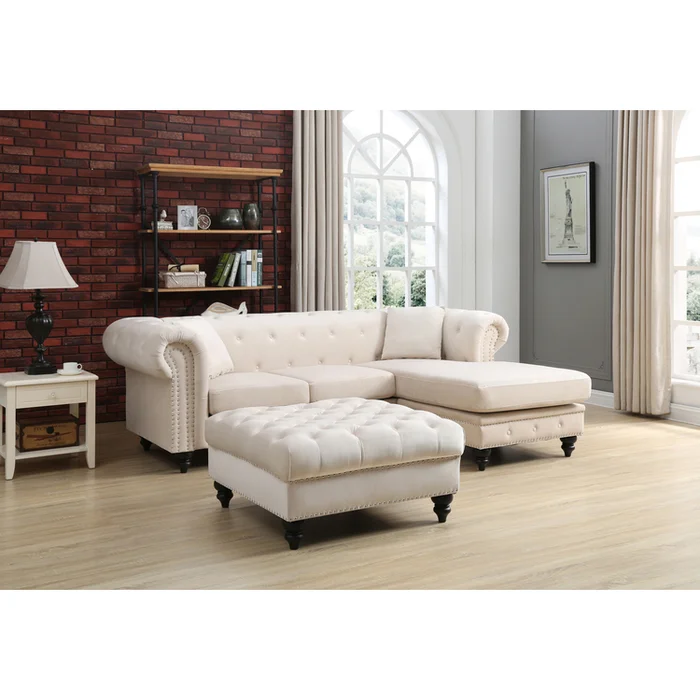 Glory Furniture Nola G0357B-SC Ivory Sofa Chaise