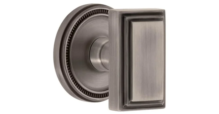 Grandeur Carre Solid Brass Non-Turning One-Sided Dummy Door Knob with Soleil Trim from the Concealed Screw Collection