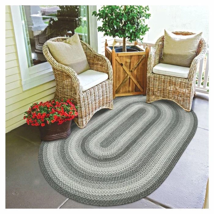 Graphite Grey Ultra Durable Braided Oval Rugs