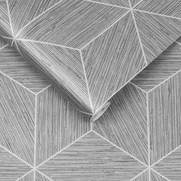 Grasscloth Geo Wallpaper – Grey