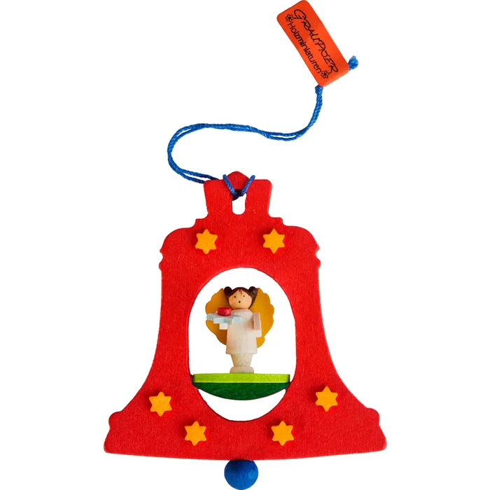 Graupner Style Red Bell Ornament with Small Angel Inside Germany Made