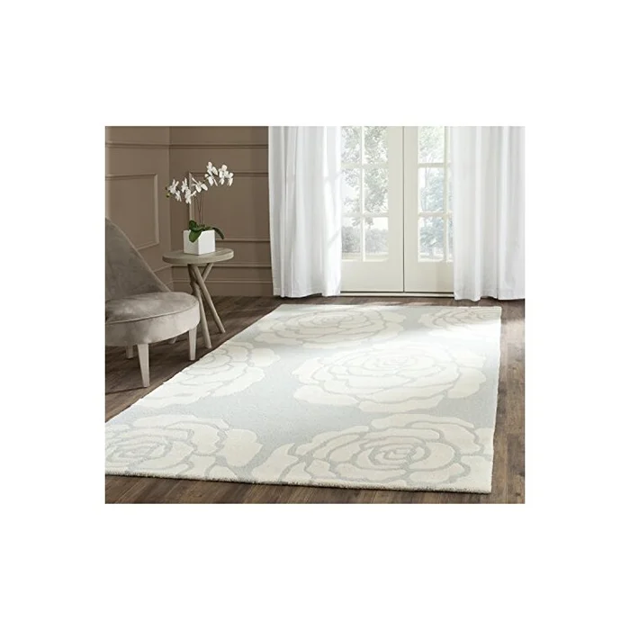 Grey/Ivory Contemporary Wool Area Rug 9×6 Medium Rectangle – Safavieh