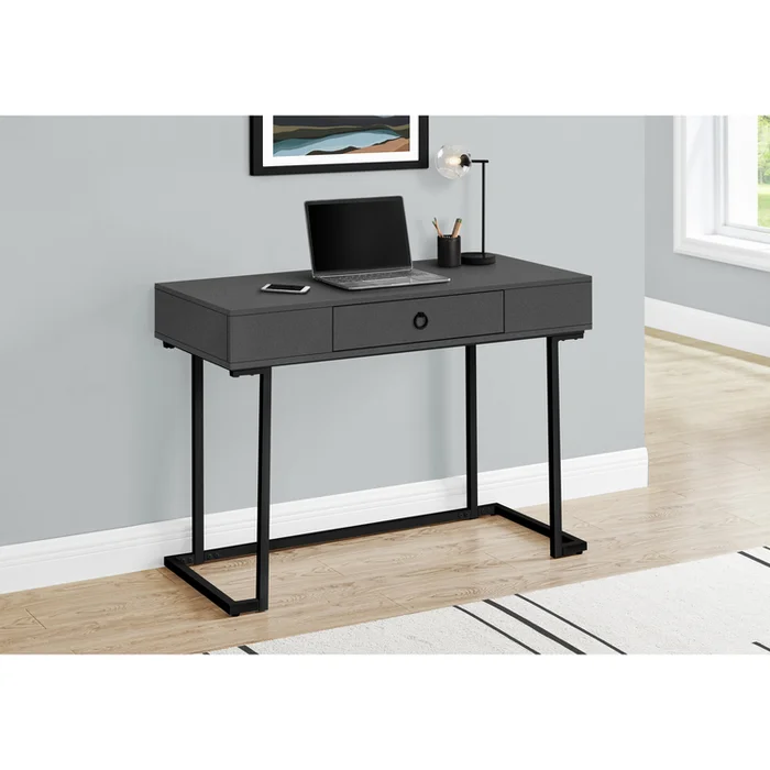 Grey Metal Computer Desk Work Storage Modern