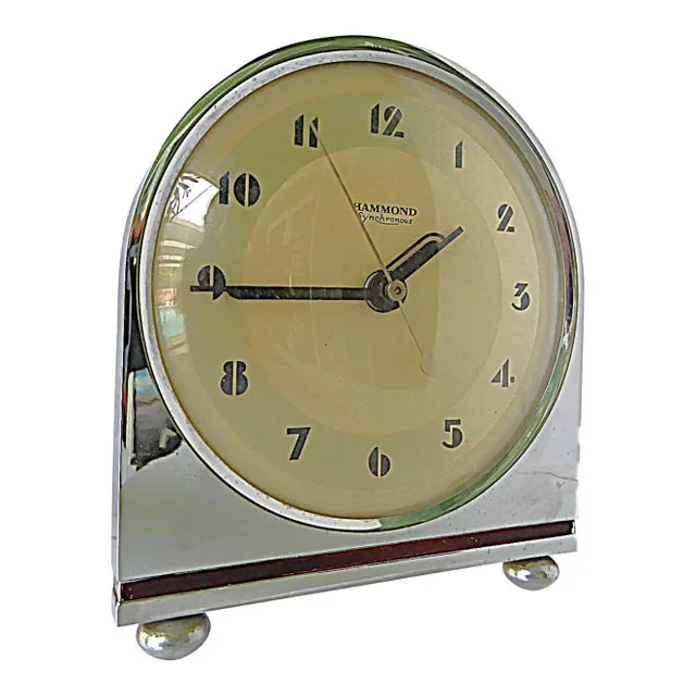 Hammond Art Deco Grenadier Synchronous Electric Table Chrome Clock 1930s