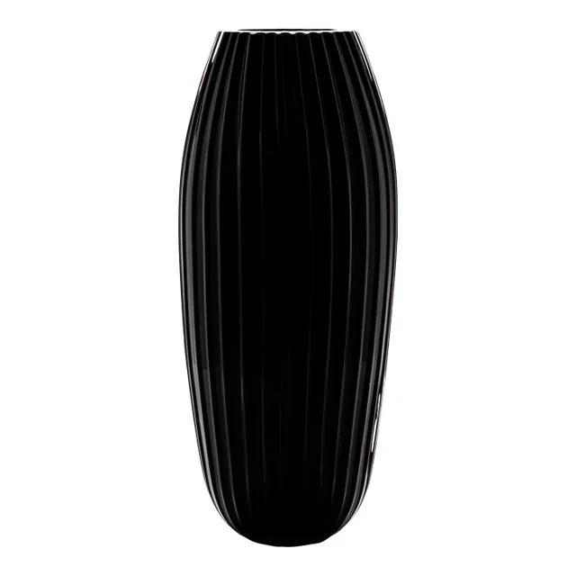 Hand-Blown Murano Extra Tall Modern Vase in Onyx Black