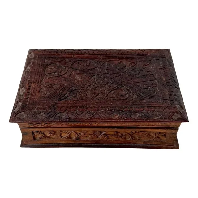Hand Carved Hinged Box