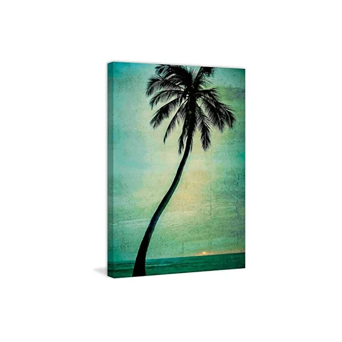 Hand Painted Lone Palm Tree Landscape Art Print on Canvas Wrap – Marmont Hill