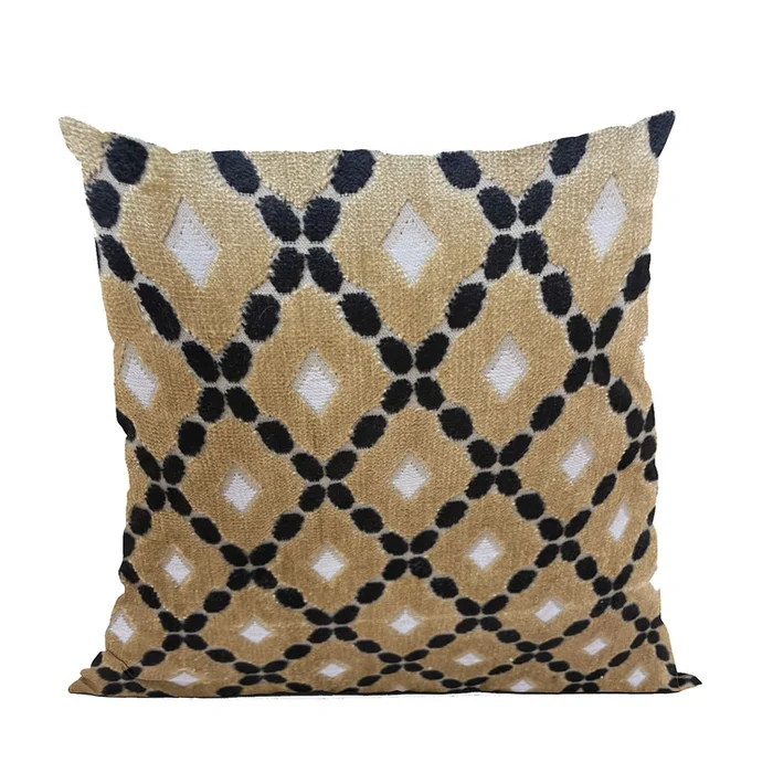 Handmade Luxury Velvet Pillow – Double Sided Gold Black Cream 20×36 King Size