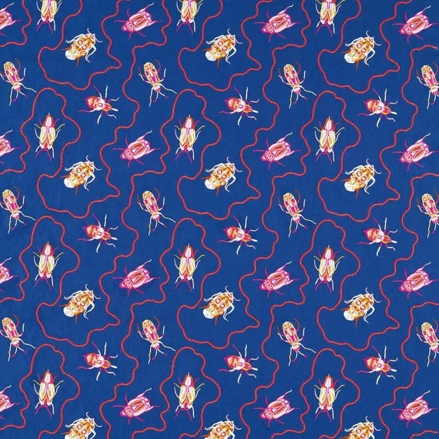 Harlequin Jewel Beetles Fabric in Lapis – a Sample