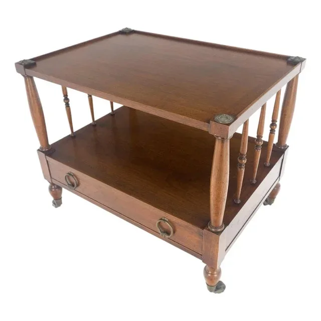 Henredon Heritage One Drawer Drop Ring Pulls Walnut End Table Nightstand