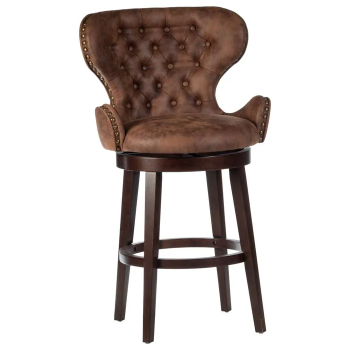 Hillsdale Furniture – Mid-City Upholstered Wood Swivel Counter Height Stool, Chocolate – 5076-826