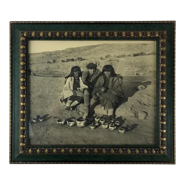 Historical B/W Photograph of Native American Navajo Pottery Makers