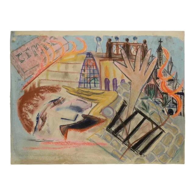 Holy Fire, Abstract Expressionist Figurative Pastel