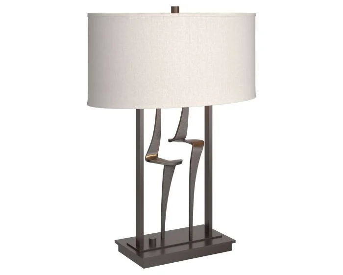 Hubbardton Forge Antasia Table Lamp in Oil Rubbed Bronze, Flax Shade (SE) 272815-1228