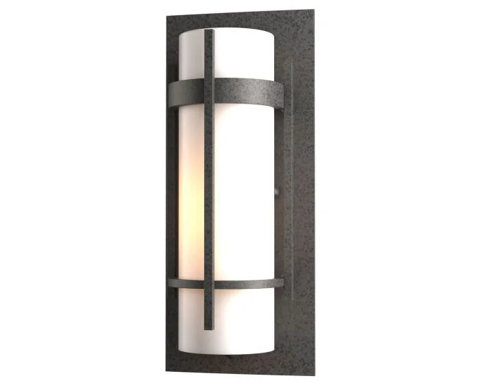 Hubbardton Forge Banded Small Outdoor Sconce in Coastal Natural Iron