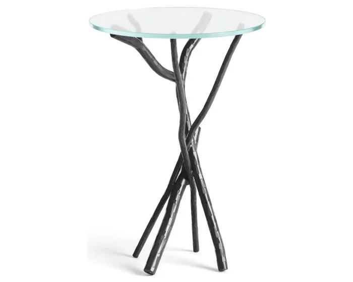 Hubbardton Forge Brindille Accent Table in Black, Glass Top (VA)