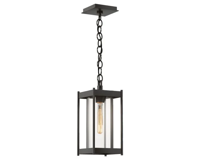 Hubbardton Forge Cela Medium Outdoor Lantern in Coastal Oil Rubbed Bronze, Clear Glass (ZM)