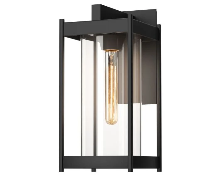Hubbardton Forge Cela Medium Outdoor Sconce in Coastal Black, Clear Glass (ZM)
