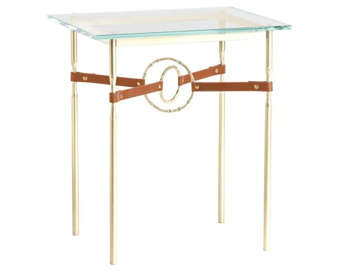 Hubbardton Forge Equus Side Table in Modern Brass, Glass Top 750116-1448