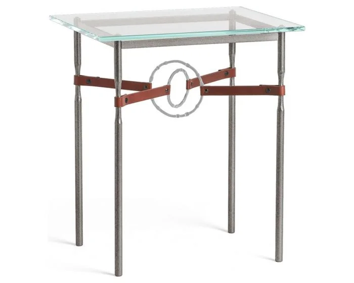 Hubbardton Forge Equus Side Table in Natural Iron, Glass Top 750116-1171