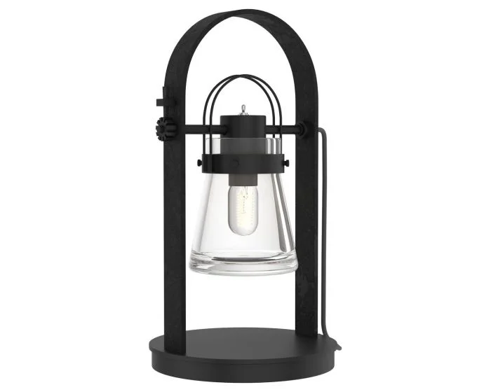 Hubbardton Forge Erlenmeyer Table Lamp in Black, Clear Glass (ZM)