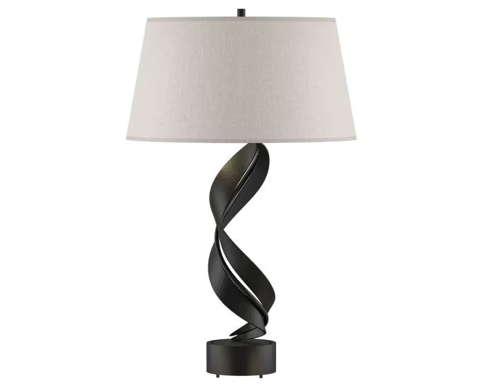 Hubbardton Forge Folio Table Lamp in Black, Flax Shade (SE)