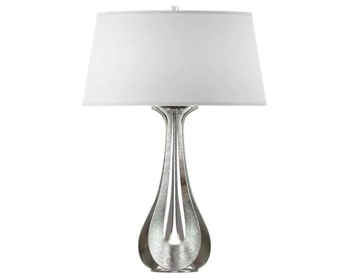 Hubbardton Forge Lino Table Lamp in Sterling, Natural Anna Shade (SF)