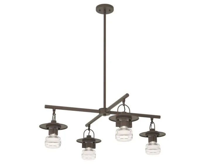 Hubbardton Forge Mason 4-Light Outdoor Pendant in Coastal Dark Smoke, Clear Glass (ZM)