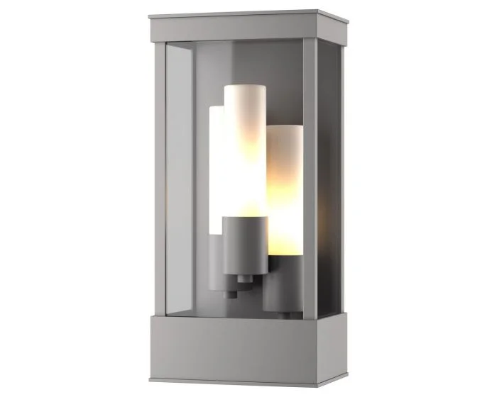 Hubbardton Forge Portico Outdoor Sconce in Coastal Burnished Steel, Opal Glass (GG)