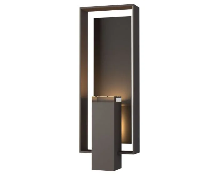 Hubbardton Forge Shadow Box Large Outdoor Sconce in Coastal Dark Smoke