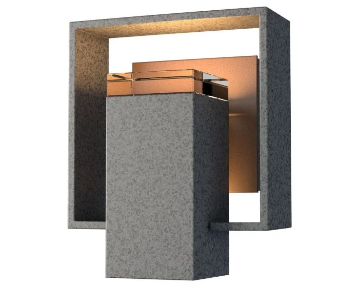 Hubbardton Forge Shadow Box Small Outdoor Sconce in Coastal Natural Iron 302601-1038