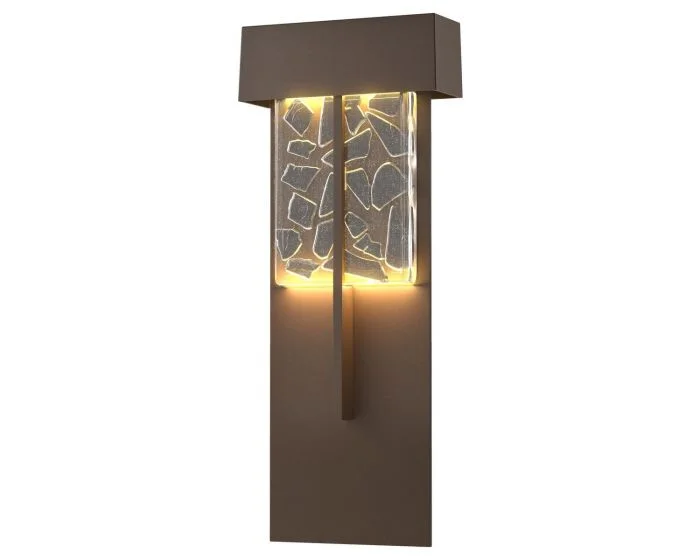 Hubbardton Forge Shard XL Outdoor Sconce in Coastal Bronze, Clear Glass with Shards (YP)