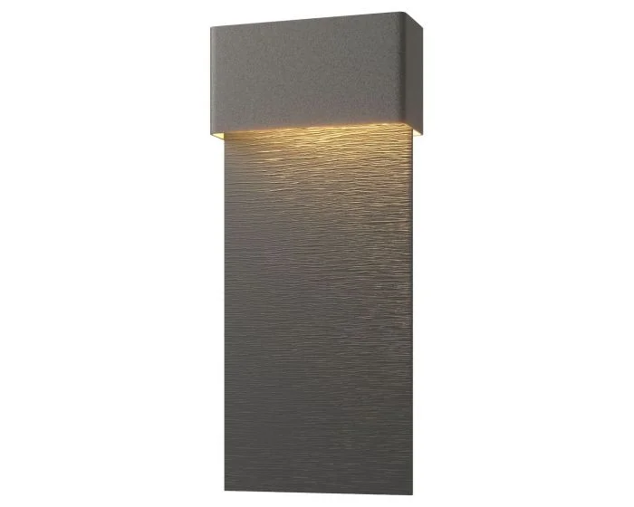 Hubbardton Forge Stratum Large Dark Sky Friendly LED Outdoor Sconce in Coastal Natural Iron 302632-1006