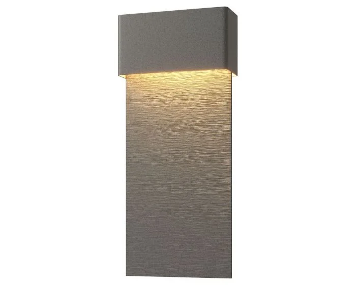 Hubbardton Forge Stratum Large Dark Sky Friendly LED Outdoor Sconce in Coastal Natural Iron 302632-1007