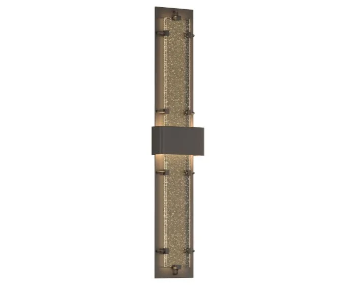 Hubbardton Forge Ursa Double-Large LED Outdoor Sconce in Coastal Dark Smoke, Seeded Clear Glass (II)