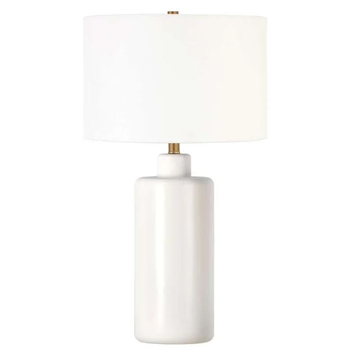 Hudson & Canal – Carlina 25in Tall Ceramic Table Lamp with Fabric Shade in Matte White/White – TL0770