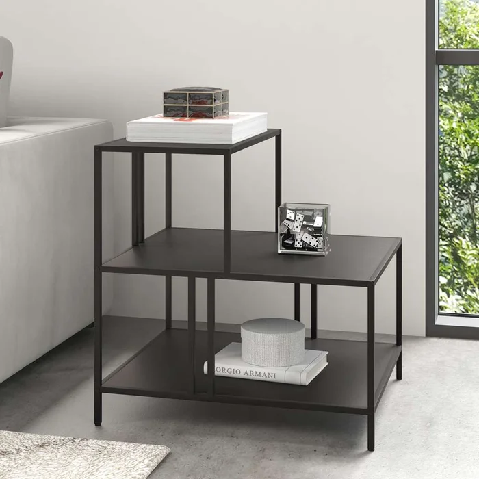 Hudson & Canal – Cortland 20in Wide Rectangular Side Table in Blackened Bronze – ST1003
