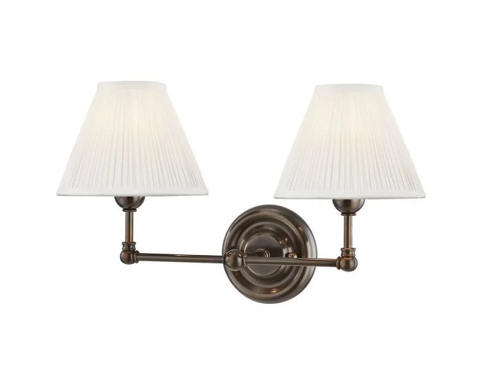 Hudson Valley Lighting Classic No.1 2 Light Wall Sconce – Distressed Bronze (Dropshippable)