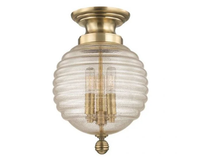 Hudson Valley Lighting Coolidge 3 Light Flush Mount – Aged Brass (Dropshippable)