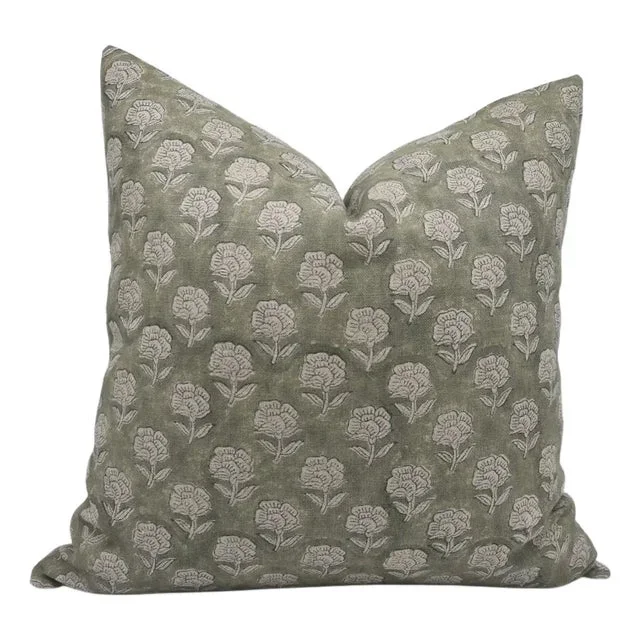 Indoor Pillow Covers Hand Block Printed Thick Linen 22×22 Inch- Rohini