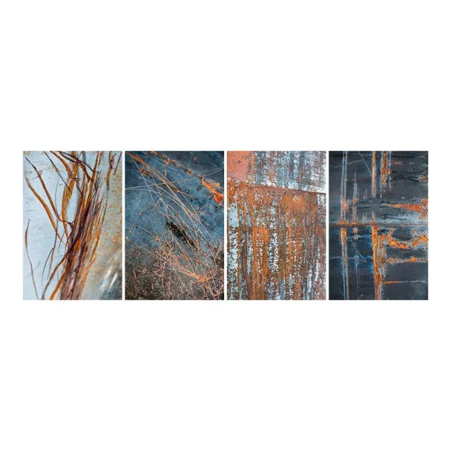 Industrial Abstract Art Prints, ‘Rust Quartet’ Photographs, Set of Four 24 X 36″ Fine Art Photography Prints