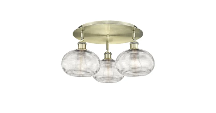 Innovations Lighting Ithaca 3 Light 18″ Wide Flush Mount Ceiling Fixture