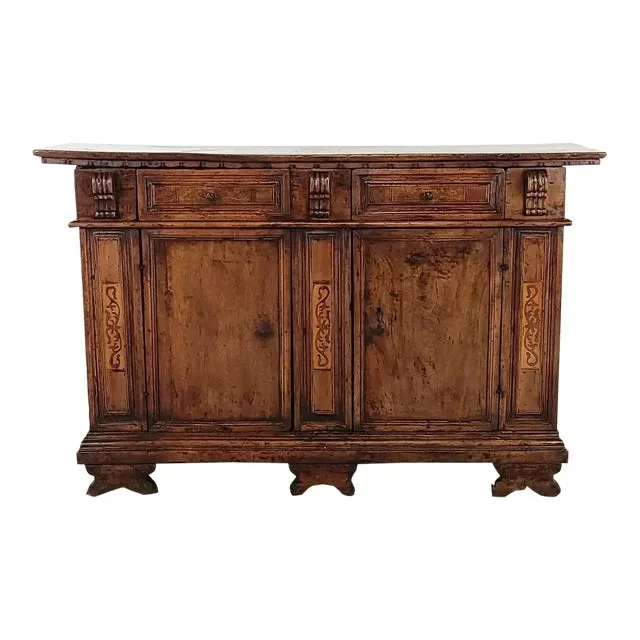 Italian Walnut Baroque Credenza-Server, 17th Century
