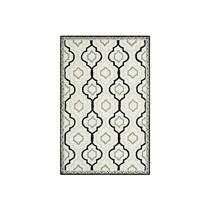 Ivory Black Country Floral Large Rectangular Rug