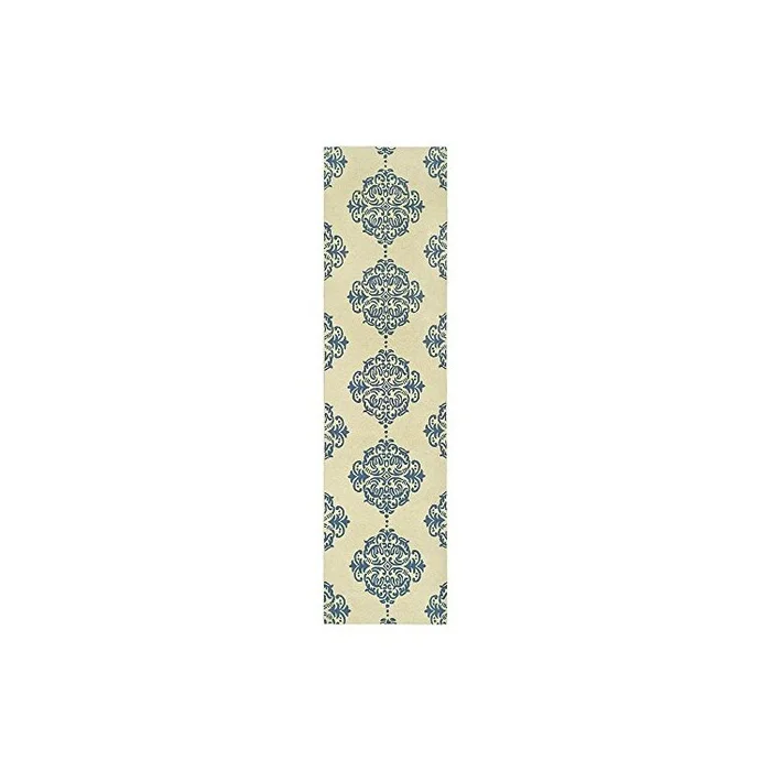 Ivory/Blue Transitional Area Rug, 11×9′ Large Rectangle