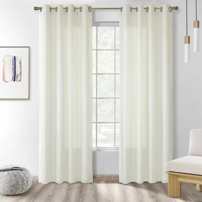 Ivory Polyester Grommet Curtains 104×63