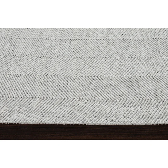 Ivory Silver Tone Handwoven Wool Polyester Blend Rug – Ren-Wil
