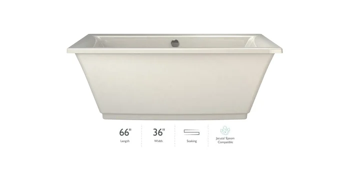 Jacuzzi Fiore 65.5″ Soaking Freestanding Bathtub with Center Drain