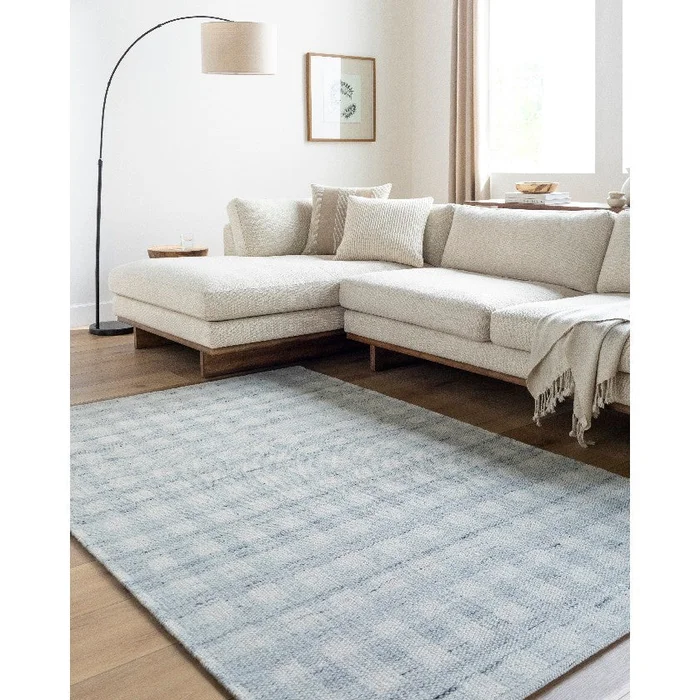 Jamaris Solid and Border Light Slate Area Rug